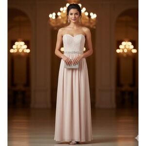 Speechless Strapless Lace Beaded Empire Waist Chiffon Prom Dress Gown Size 11